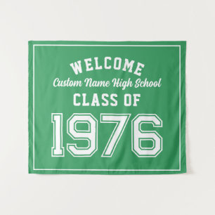 Welcome Class of 1976, Green Reunion Party Decor Tapestry