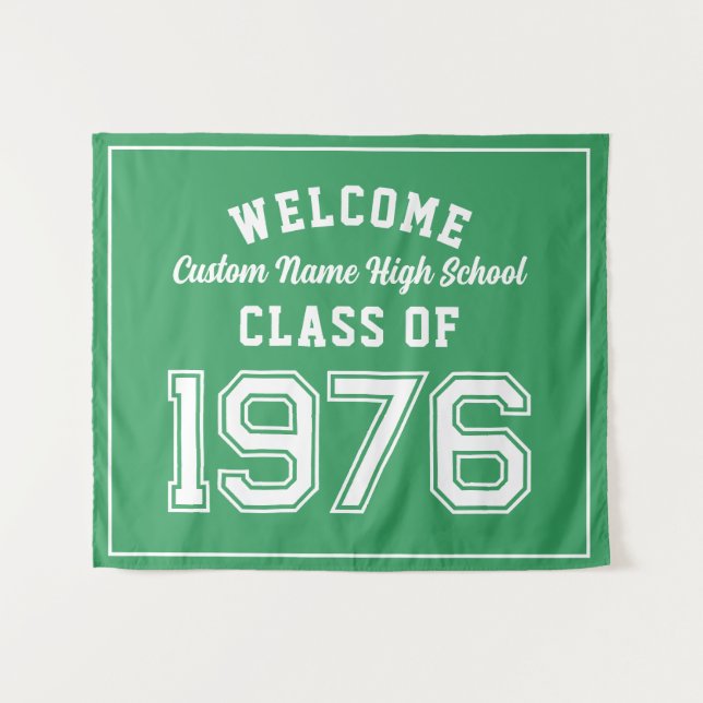 Welcome Class of 1976, Green Reunion Party Decor Tapestry (Front (Horizontal))