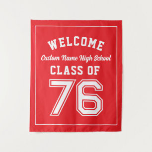 Welcome Class of 1976, Red Reunion Party Decor Tapestry