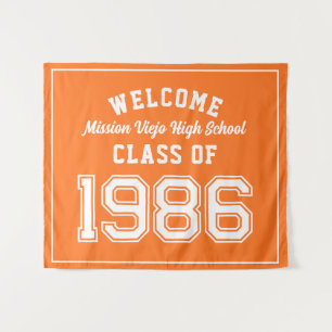 Welcome Class of 1986, Orange Reunion Party Decor Tapestry