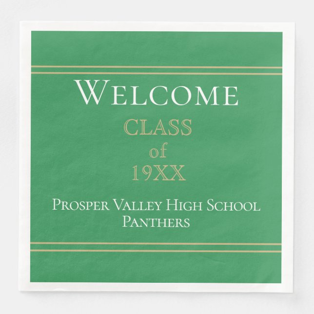 Welcome class reunion party napkins (Front)