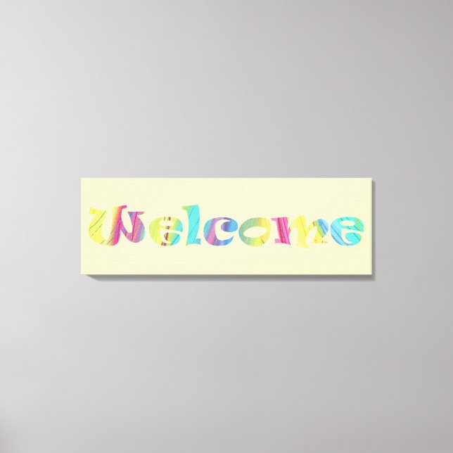 Welcome Colourful Pastels Word Art Canvas Print (Front)