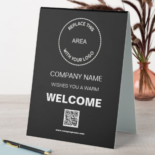 Welcome Company Event Your Logo QR Code Black