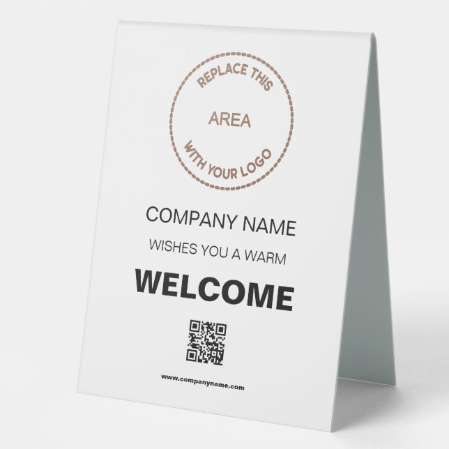 Welcome Company Event Your Logo QR Code White (Front)