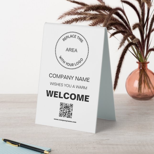 Welcome Company Qr Code Your Logo White (In SItu (Table))