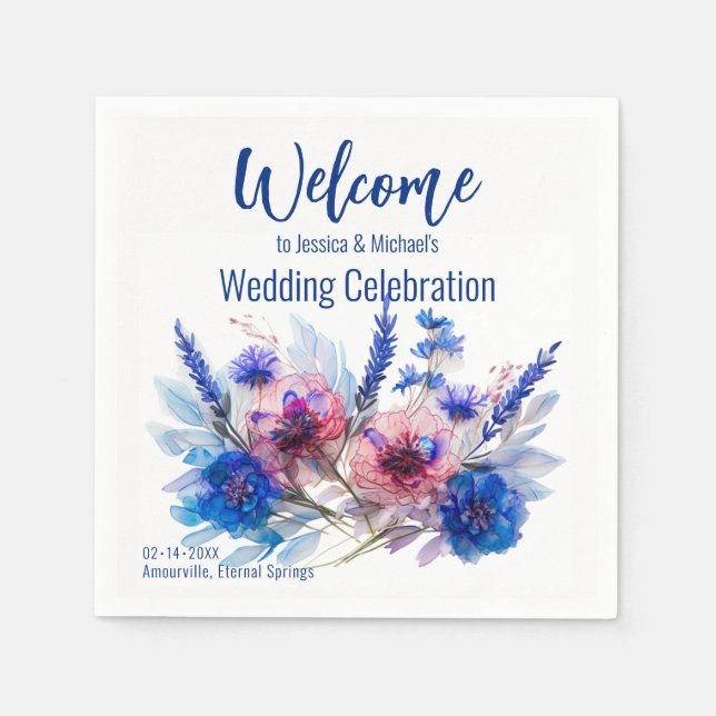 💍Welcome Cornflowers and Lavender  Napkin (Front)