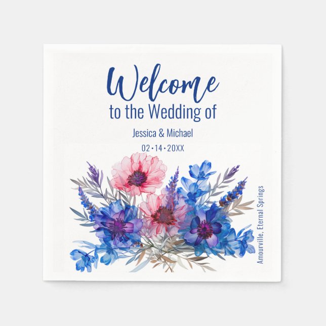 💍Welcome Cornflowers and Lavender  Napkin (Front)