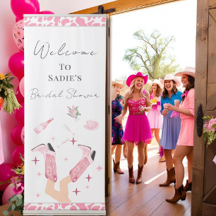 Welcome Cowboy Boots & Bubbly Bridal Shower  Retractable Banner