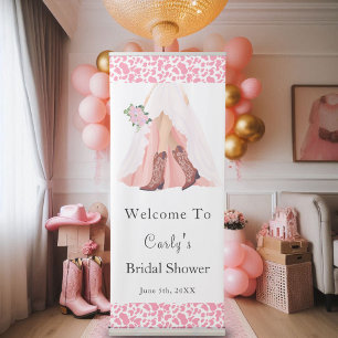 Welcome Cowboy Boots & Wedding Dress Bridal Shower Retractable Banner