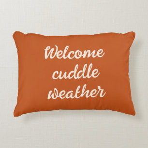 Welcome Cuddle Weather Burnt Orange Throw Pillow