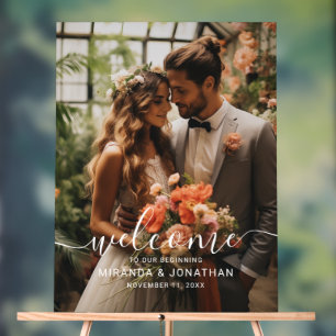 'Welcome' Custom Photo Wedding Acrylic Sign