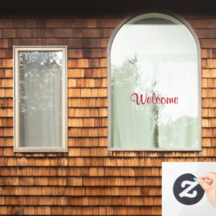 Welcome Custom Text Message Red Colourful Home Window Cling