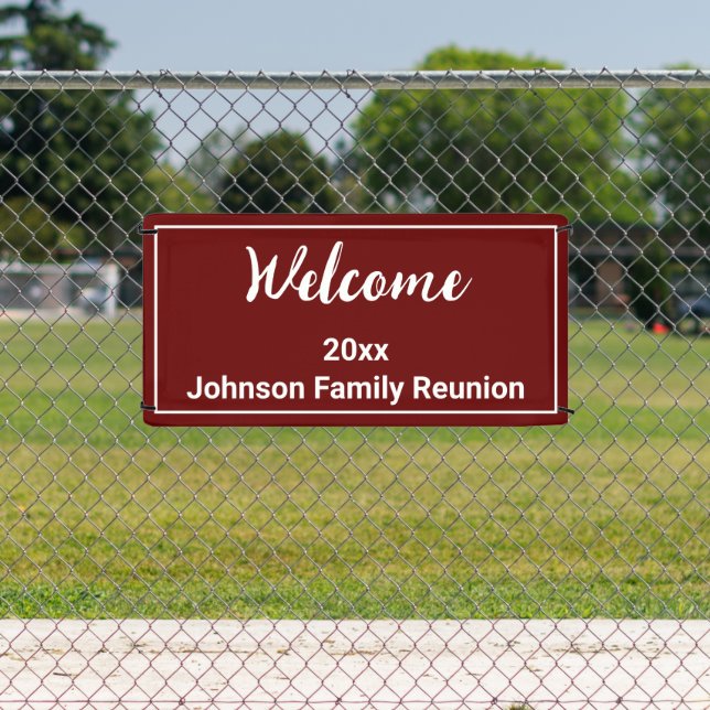 Welcome Dark Red and White Name Family Reunion Banner (Insitu)