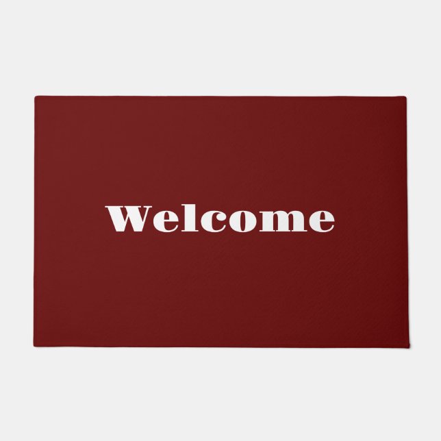Welcome Dark Red  Doormat (Front)