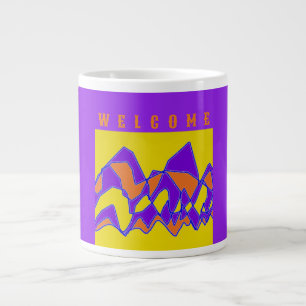 WELCOME DESIGNED FOR YOU PURPLE AND MUSTARD LARGE COFFEE MUG