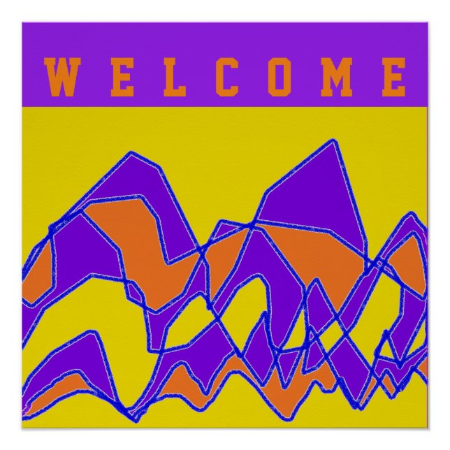 WELCOME DESIGNED FOR YOU PURPLE AND MUSTARD POSTER (Front)