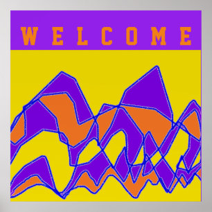 WELCOME DESIGNED FOR YOU PURPLE AND MUSTARD POSTER
