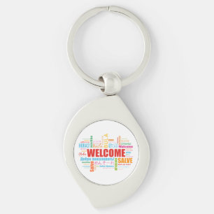 Welcome Different Languages Metal Key Ring