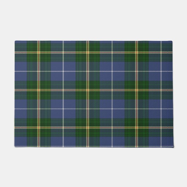 welcome door mat  blue Nova Scotia Tartan plaid (Front)