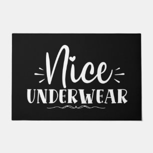 Welcome Door Mat Nice Underwear Black White