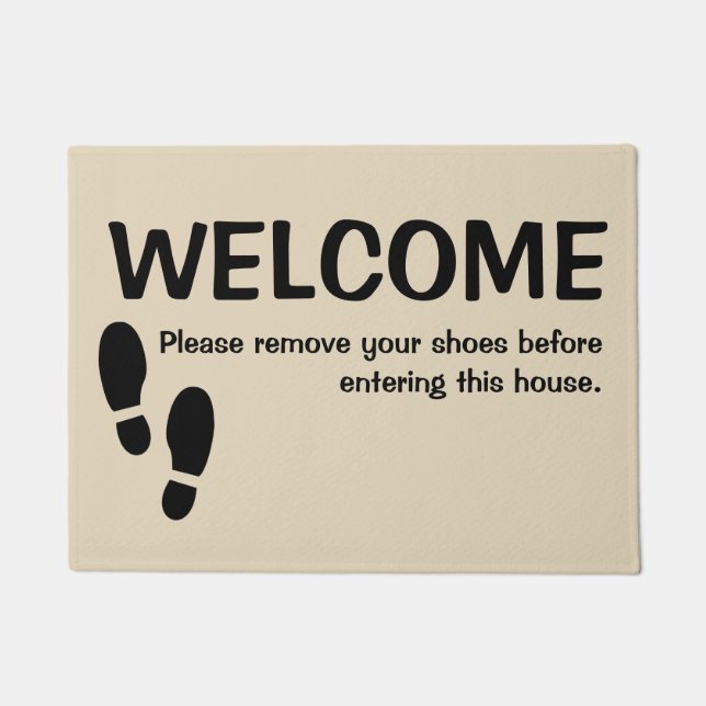 Welcome Door Mat Please Remove Your Shoes Peach (Front)