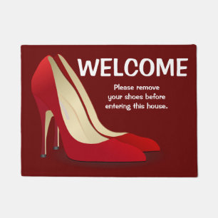 Welcome Door Mat Please Remove Your Shoes Red