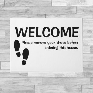 Welcome Door Mat Please Remove Your Shoes White