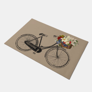 welcome door mat taupe bicycle bike