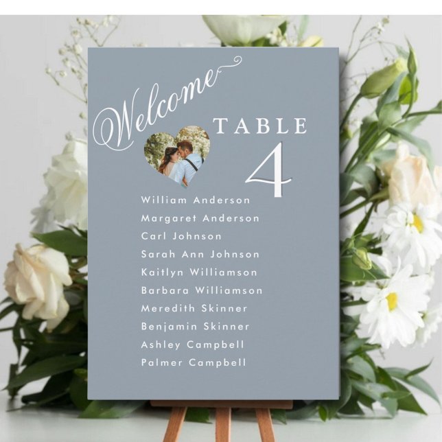 Welcome Dusty Blue Wedding Seating Plan Cards  (Creator Uploaded)