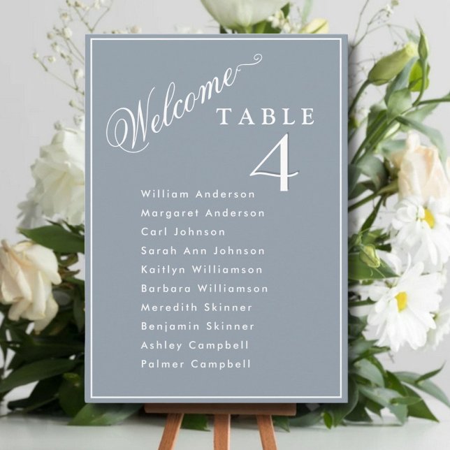 Welcome Dusty Blue Wedding Seating Plan Cards  (Creator Uploaded)