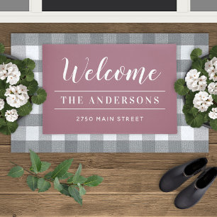Welcome Dusty Rose Personalised Family Name Doormat