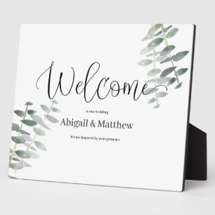 Welcome Easel Wedding Watercolor Eucalyptus Plaque