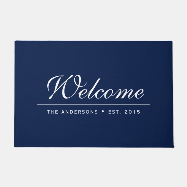 Welcome Editable Colour Established Family Name Doormat (Front)