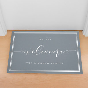 Welcome   Elegant Calligraphy House & Family Name Doormat