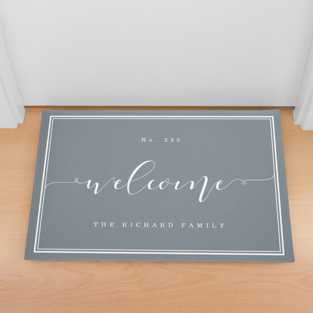 Welcome | Elegant Calligraphy House & Family Name Doormat (Creator Uploaded)