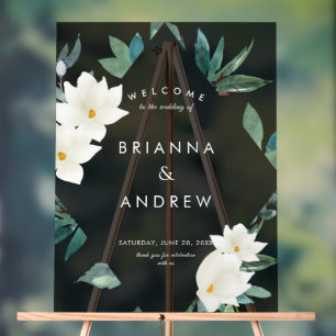 "Welcome" Elegant Floral Wedding  Foam Board Acrylic Sign