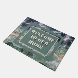 Welcome Elegant Gemstone Photo Rockhound Guest Doormat