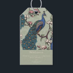 Welcome Elegant Sage Green Floral Peacock Gift Tags<br><div class="desc">These elegant Welcome Sage Green Floral Peacock Gift Tags features hand-drawn blue and teal peacocks perched on Magnolia tree branches in bloom in Chinoiserie style pattern. All against an elegant sage green background with floral silhouette detailing. The back features the same pattern. Personalise with your own heading (Welcome, Happy Birthday,...</div>