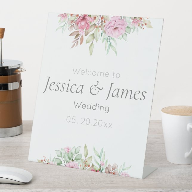 Welcome elegant sophisticated wedding message  pedestal sign (In SItu)