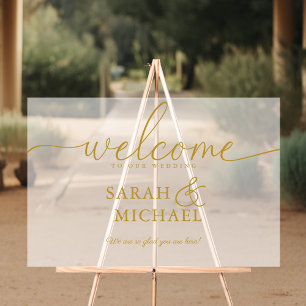WELCOME! Elegant, White,Transparent, Wedding  Acrylic Sign