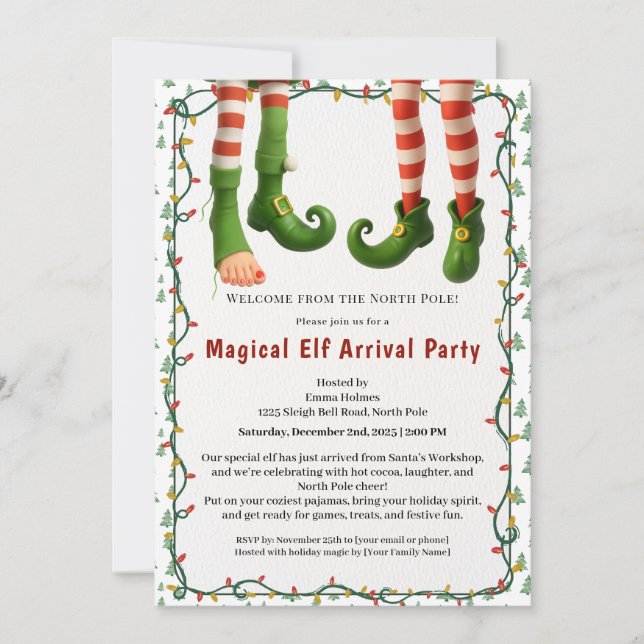 Welcome Elf Party | North Pole Arrival Celebration Invitation (Front)