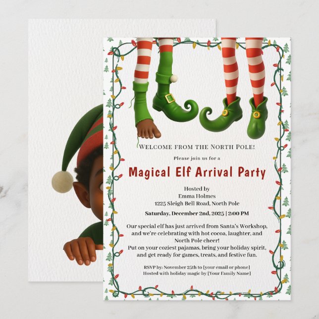 Welcome Elf Party | North Pole Arrival Celebration Invitation (Front/Back)