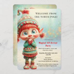 Welcome Elf Party North Pole Arrival Celebration Invitation