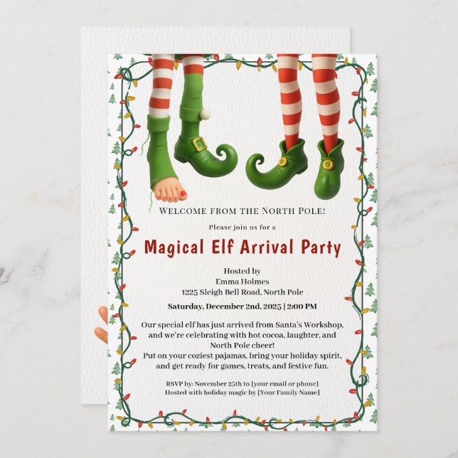 Welcome Elf Party | North Pole Arrival Celebration Invitation (Front/Back)