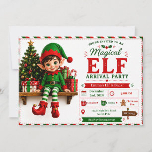 Welcome Elf Party North Pole Arrival Celebration Invitation