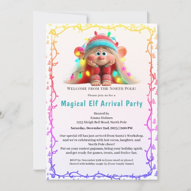 Welcome Elf Party | North Pole Arrival Celebration Invitation (Front)