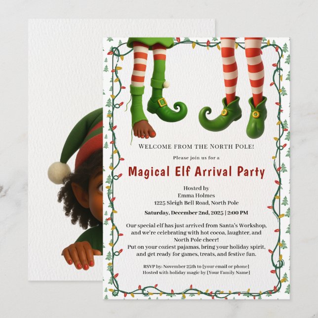 Welcome Elf Party | North Pole Arrival Celebration Invitation (Front/Back)