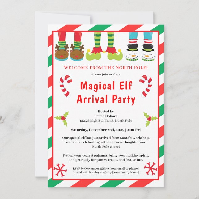 Welcome Elf Party | North Pole Arrival Celebration Invitation (Front)