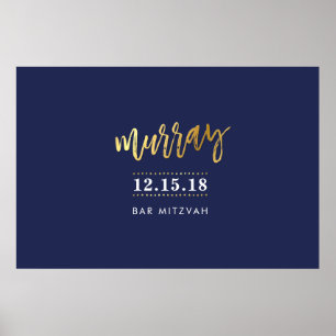 WELCOME EVENT POSTER faux gold name navy 36x24