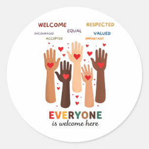Welcome Everyone Is Welcome Here Idaho Teacher  Classic Round Sticker